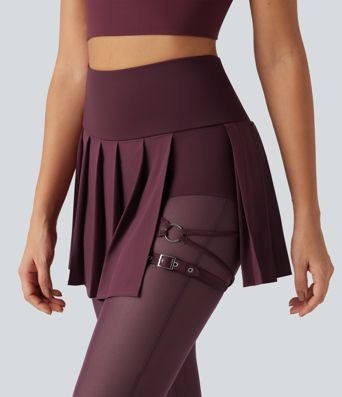 Breezeful™ - Plissierte 2-in-1 Leggings mit Rock mit hohem Bund, mehreren Taschen und Kontrast-Mesh - schnelltrocknend Breezeful™ - Plissierte 2-in-1 Leggings mit Rock mit hohem Bund, mehreren Taschen und Kontrast-Mesh - schnelltrocknend