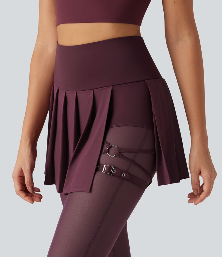 Breezeful™ - Plissierte 2-in-1 Leggings mit Rock mit hohem Bund, mehreren Taschen und Kontrast-Mesh - schnelltrocknend Breezeful™ - Plissierte 2-in-1 Leggings mit Rock mit hohem Bund, mehreren Taschen und Kontrast-Mesh - schnelltrocknend