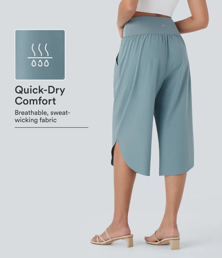 Breezeful™ High Waisted Crossover Pocket Quick Dry Capri Pants