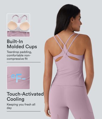 Halara UltraSculpt™ top cami para yoga, refrescante y de secado rápido, con copas moldeadas - UPF50+