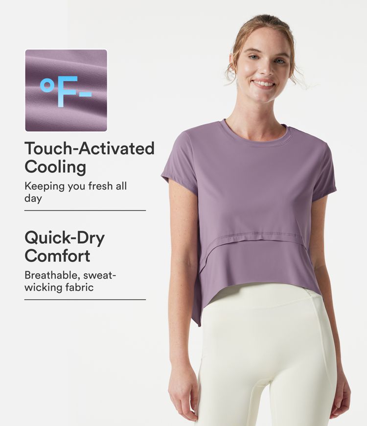 Halara UltraSculpt™ Cool Quick Dry Round Neck Short Sleeve High Low Loose Fit Running Sports Top-UPF 50+ Halara UltraSculpt™ Cool Quick Dry Round Neck Short Sleeve High Low Loose Fit Running Sports Top-UPF 50+
