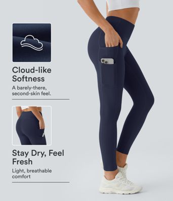 SoftlyZero™ High Waisted Double Pockets Plain Leggings-UPF50+