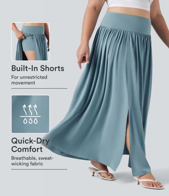 Breezeful™ High Waisted Tummy Control 2-in-1 Flowy Quick Dry Maxi Plus Size Skirt Breezeful™ High Waisted Tummy Control 2-in-1 Flowy Quick Dry Maxi Plus Size Skirt