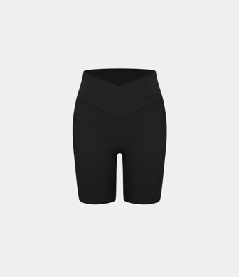 Softlyzero™ High Waisted Crossover Side Pocket Yoga Biker Shorts 7"-UPF50+