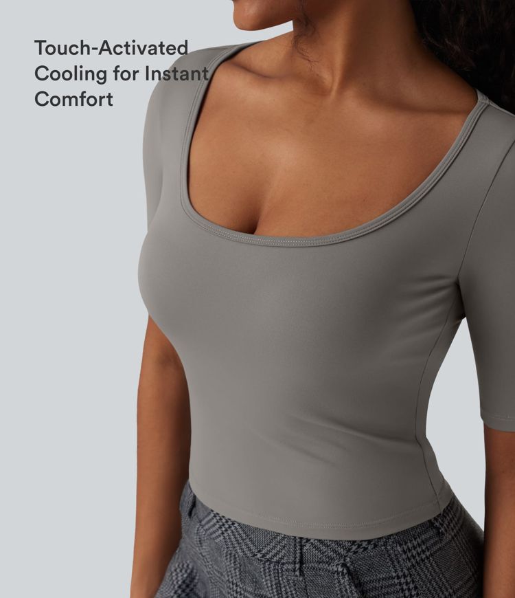 SoftlyZero™ T-shirt de travail InstantCool à encolure dégagée, manches courtes et tissu aérien SoftlyZero™ T-shirt de travail InstantCool à encolure dégagée, manches courtes et tissu aérien