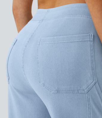 Halara Flex™ lässige Cargo-Jeans, mittelhoher Bund, gerades Bein, mit Taschen Halara Flex™ lässige Cargo-Jeans, mittelhoher Bund, gerades Bein, mit Taschen