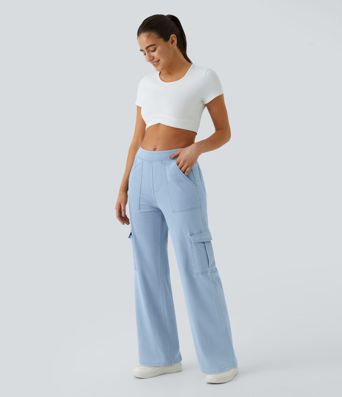 Halara Flex™ lässige Cargo-Jeans, mittelhoher Bund, gerades Bein, mit Taschen Halara Flex™ lässige Cargo-Jeans, mittelhoher Bund, gerades Bein, mit Taschen