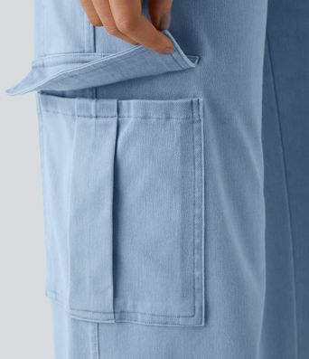Halara Flex™ lässige Cargo-Jeans, mittelhoher Bund, gerades Bein, mit Taschen Halara Flex™ lässige Cargo-Jeans, mittelhoher Bund, gerades Bein, mit Taschen