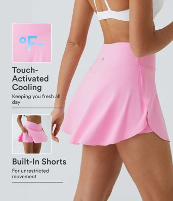 Falda de tenis 2 en 1 Softlyzero™ Airy Cool Touch con cintura cruzada y bolsillos -UPF50+