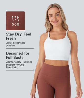 SoftlyZero™ Plush Basic Padded Cropped Low Support Running Cami Top DD-F Cups