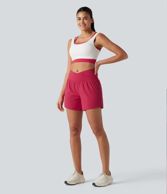 SoftlyZero™ Airy Crossover High Waisted 2-in-1 InstantCool Yoga Shorts 5'' with Pockets SoftlyZero™ Airy Crossover High Waisted 2-in-1 InstantCool Yoga Shorts 5'' with Pockets
