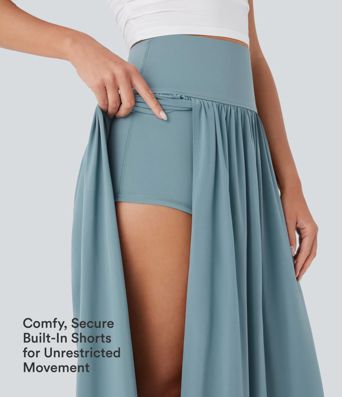 Breezeful™ Saia Maxi 2-em-1, cintura alta, modeladora (controle de barriga), fluida e de secagem rápida Breezeful™ Saia Maxi 2-em-1, cintura alta, modeladora (controle de barriga), fluida e de secagem rápida