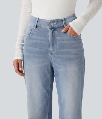 Halara Flex™ High Waisted Straight Leg Stretchy Casual Jeans Halara Flex™ High Waisted Straight Leg Stretchy Casual Jeans