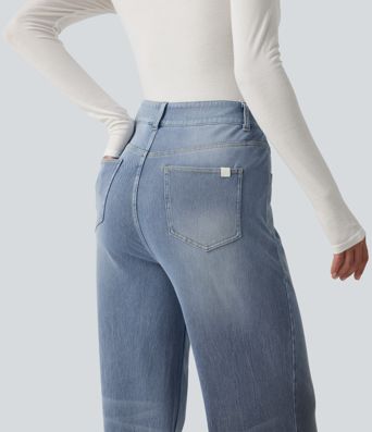 Halara Flex™ High Waisted Straight Leg Stretchy Casual Jeans Halara Flex™ High Waisted Straight Leg Stretchy Casual Jeans