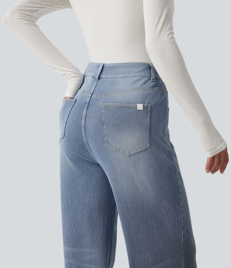 Halara Flex™ High Waisted Straight Leg Stretchy Casual Jeans Halara Flex™ High Waisted Straight Leg Stretchy Casual Jeans