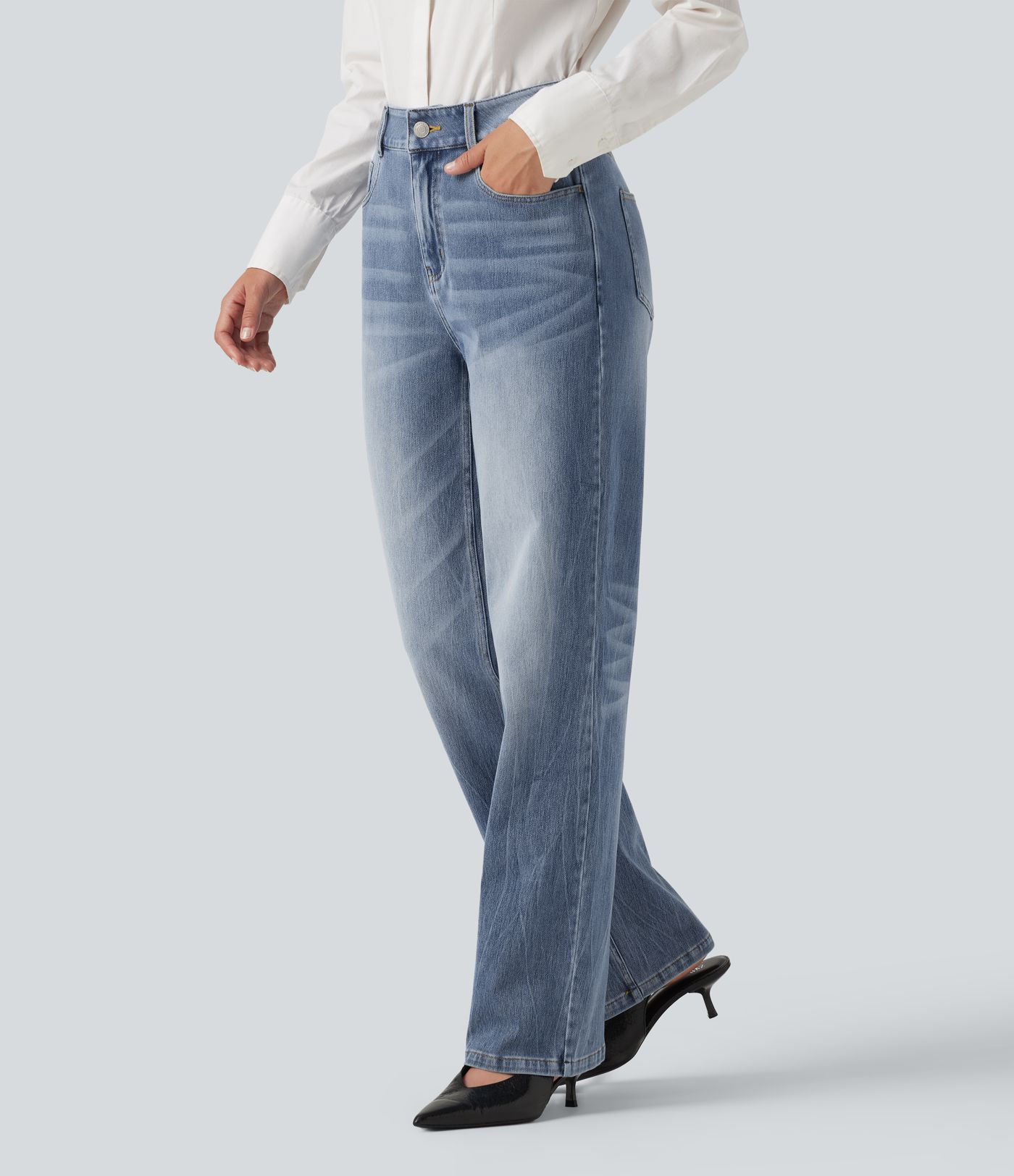 Halara Flex™ jeans casual elásticos de talle alto y pierna recta Halara Flex™ jeans casual elásticos de talle alto y pierna recta