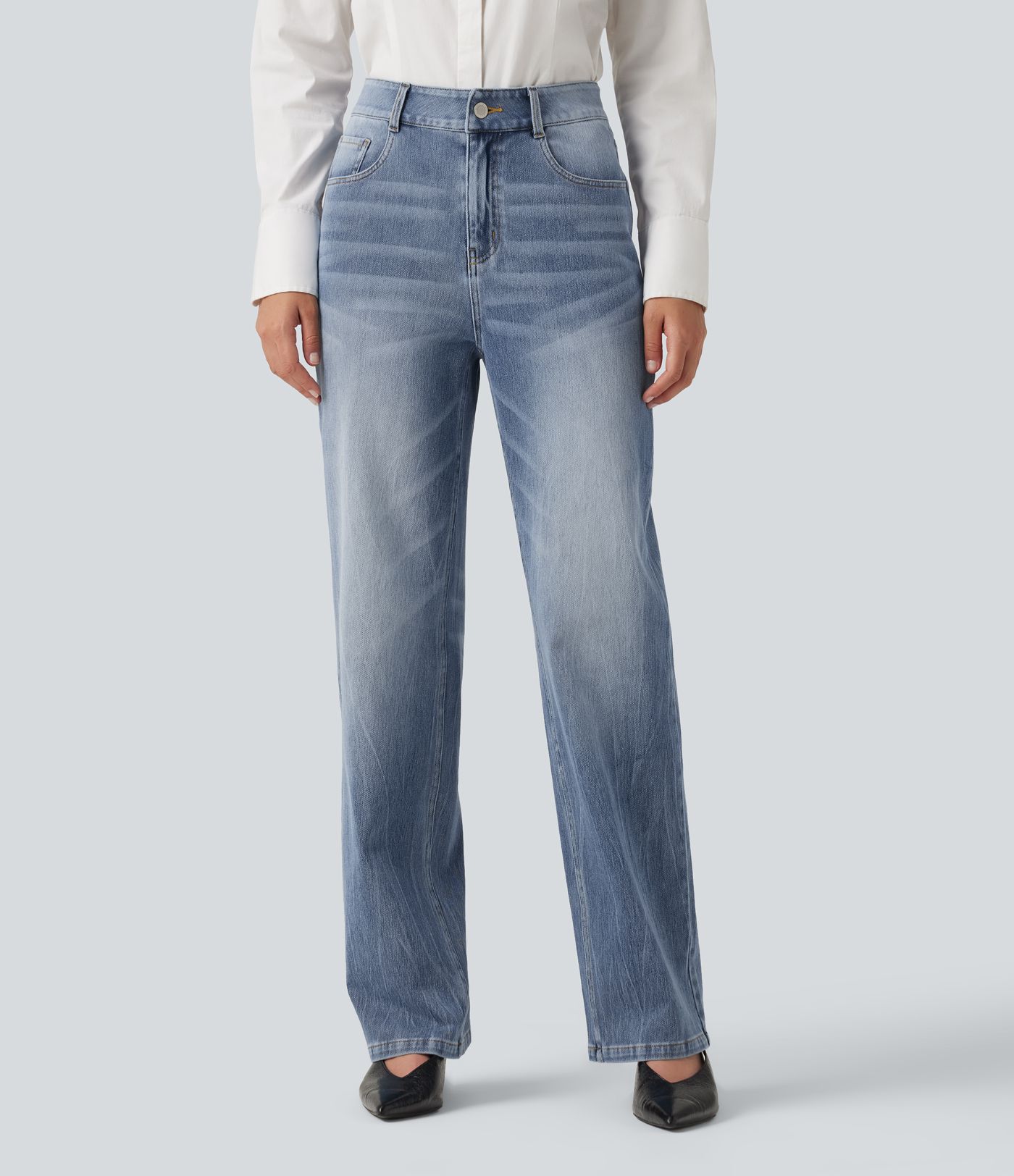 Halara Flex™ jeans casual elásticos de talle alto y pierna recta Halara Flex™ jeans casual elásticos de talle alto y pierna recta