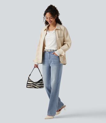 Halara Flex™ High Waisted Straight Leg Stretchy Casual Jeans Halara Flex™ High Waisted Straight Leg Stretchy Casual Jeans