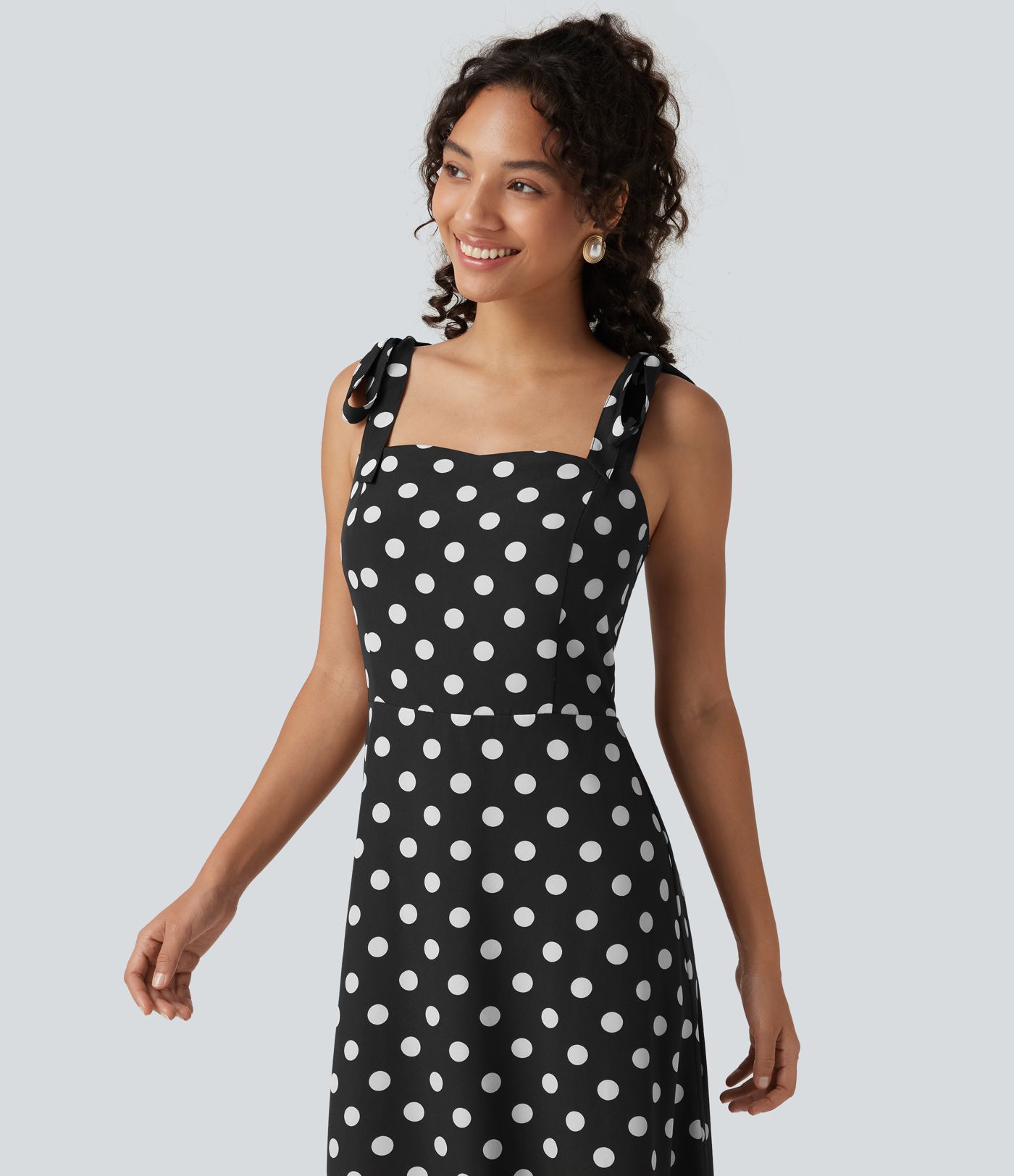 Square Neck Polka Dot Maxi Tank Dress Square Neck Polka Dot Maxi Tank Dress