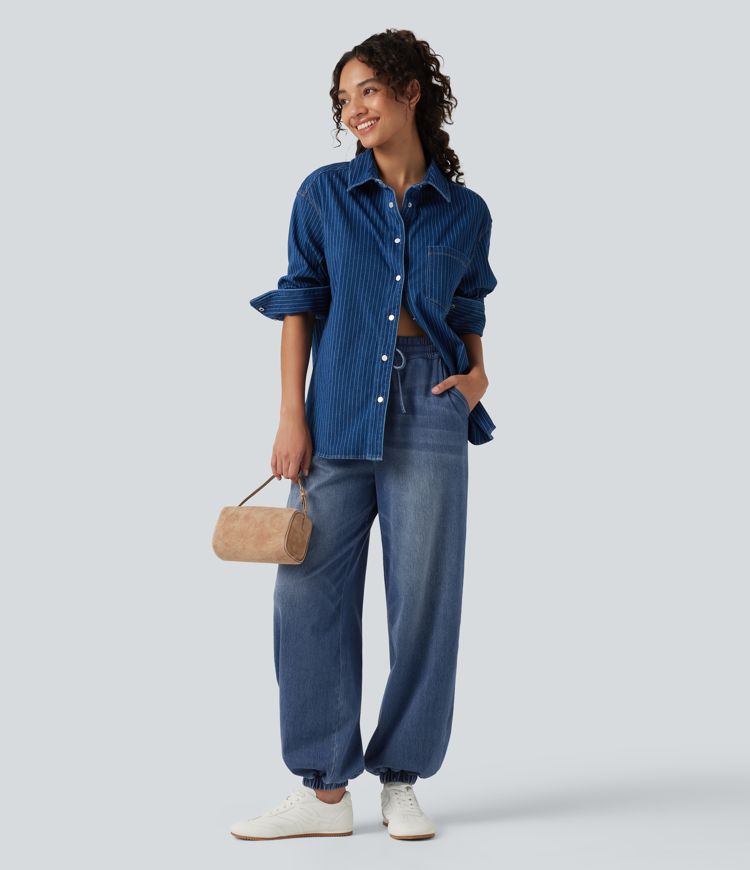 Halara Flex™ High Waisted Drawstring Denim Casual Joggers with Pockets