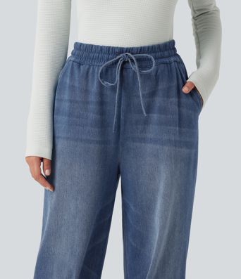 Halara Flex™ High Waisted Drawstring Denim Casual Joggers with Pockets