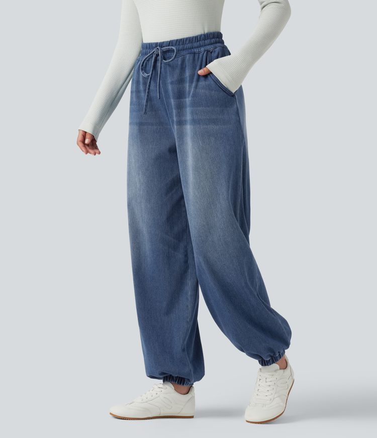 Halara Flex™ High Waisted Drawstring Denim Casual Joggers with Pockets