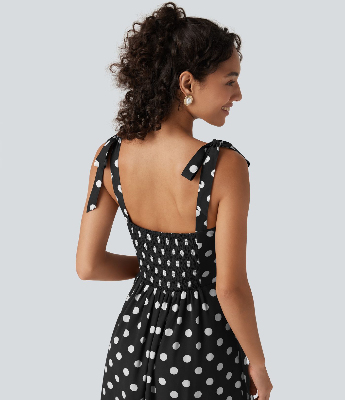 Square Neck Polka Dot Maxi Tank Dress Square Neck Polka Dot Maxi Tank Dress