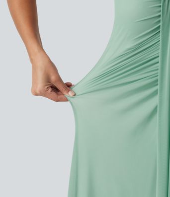 Halter Tie Back Built-in Bra Maxi Resort Dress