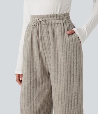 High Waisted Drawstring Baggy Casual Pants with Pockets High Waisted Drawstring Baggy Casual Pants with Pockets