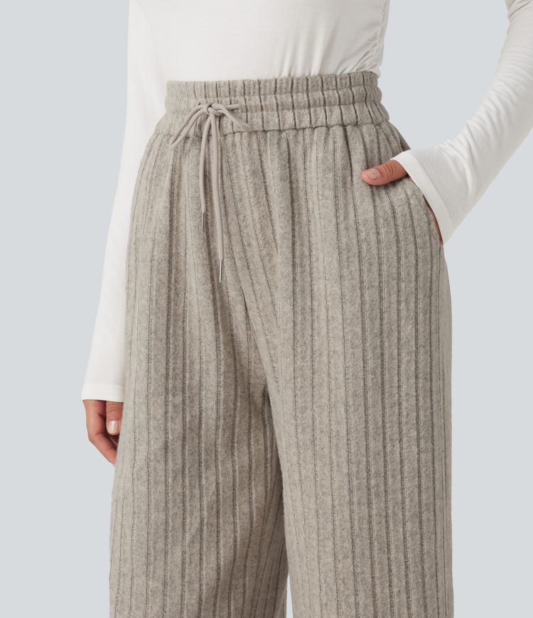High Waisted Drawstring Baggy Casual Pants with Pockets High Waisted Drawstring Baggy Casual Pants with Pockets