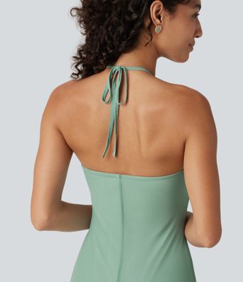 Halter Tie Back Built-in Bra Maxi Resort Dress