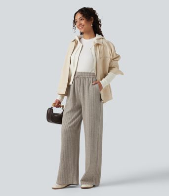 High Waisted Drawstring Baggy Casual Pants with Pockets High Waisted Drawstring Baggy Casual Pants with Pockets