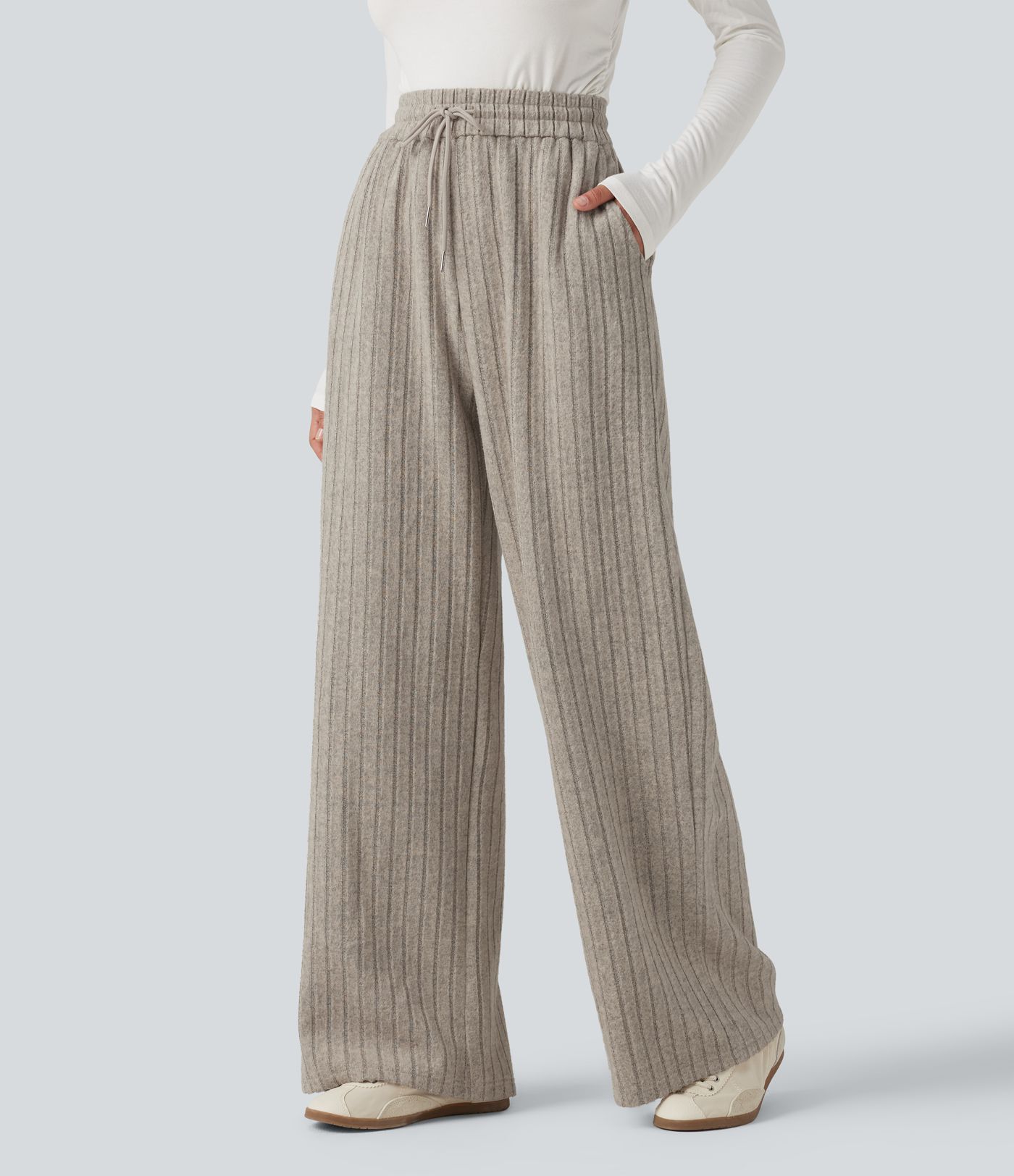 High Waisted Drawstring Baggy Casual Pants with Pockets High Waisted Drawstring Baggy Casual Pants with Pockets