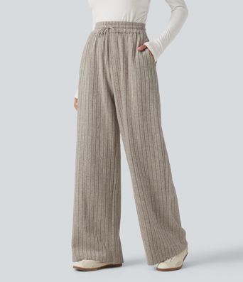 High Waisted Drawstring Baggy Casual Pants with Pockets High Waisted Drawstring Baggy Casual Pants with Pockets