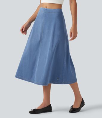 Halara Flex™ Mid Rise Denim Midi Casual Skirt