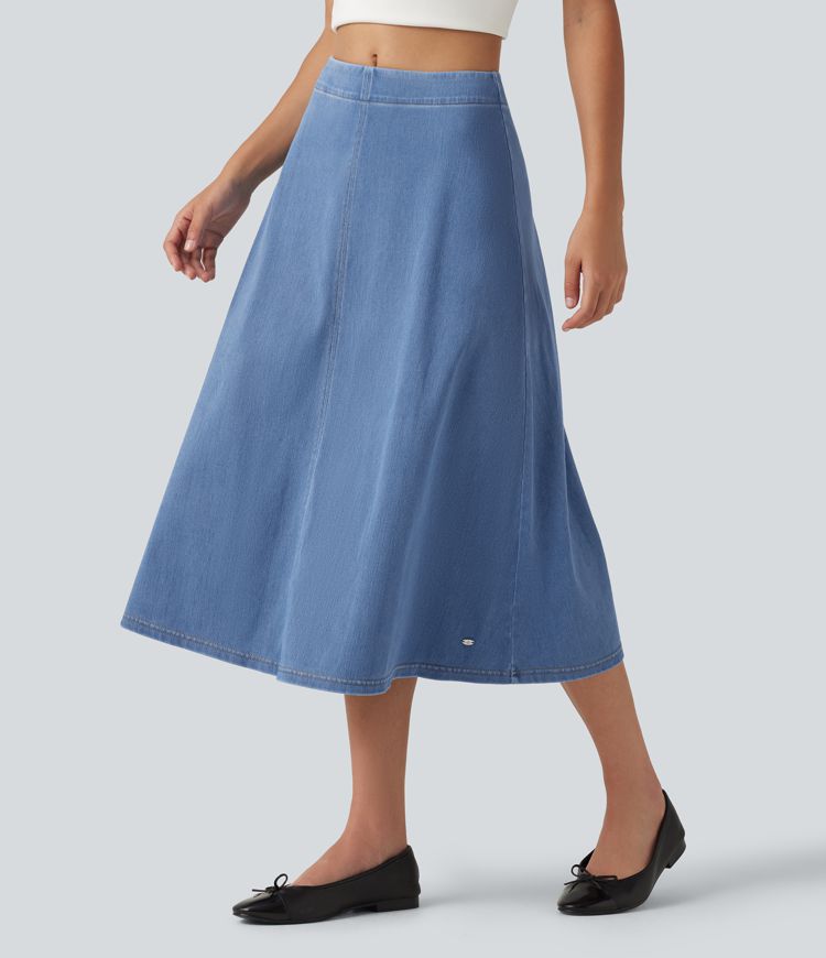 Halara Flex™ Mid Rise Denim Midi Casual Skirt