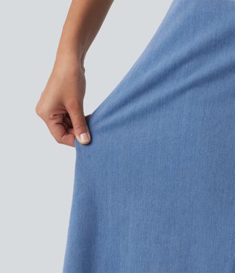 Halara Flex™ Mid Rise Denim Midi Casual Skirt