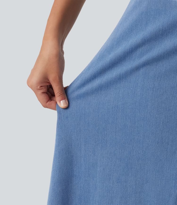 Halara Flex™ Mid Rise Denim Midi Casual Skirt
