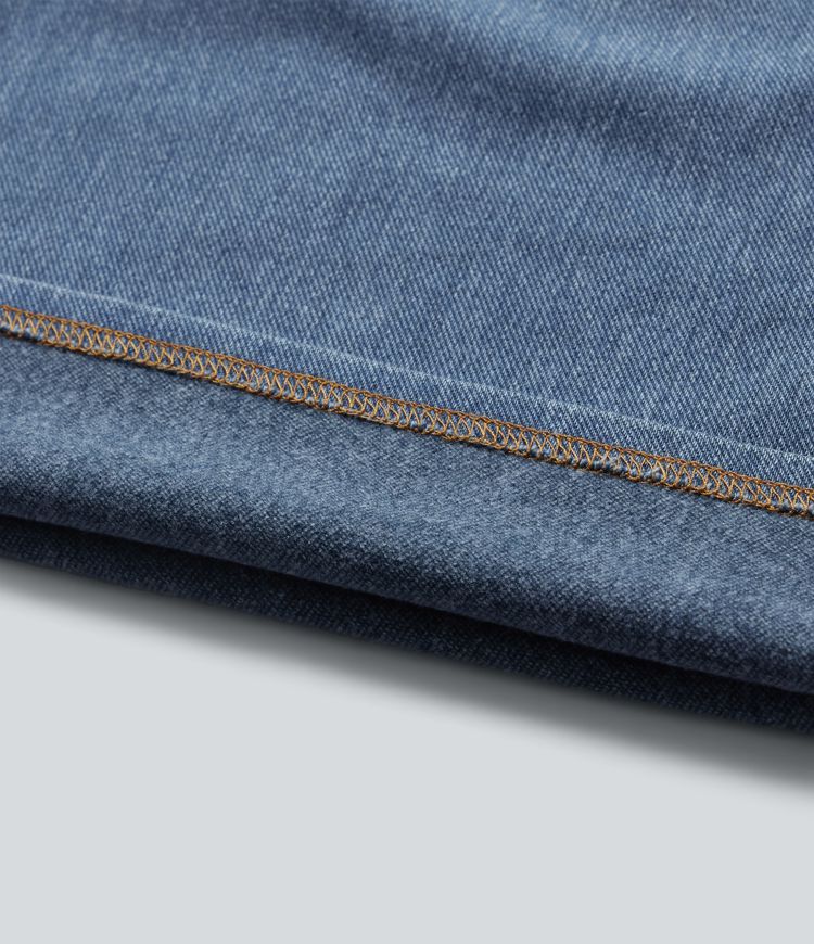 Halara Flex™ Denim Heat hétköznapi, magas derekú, széles szárú, zsebes farmernadrág