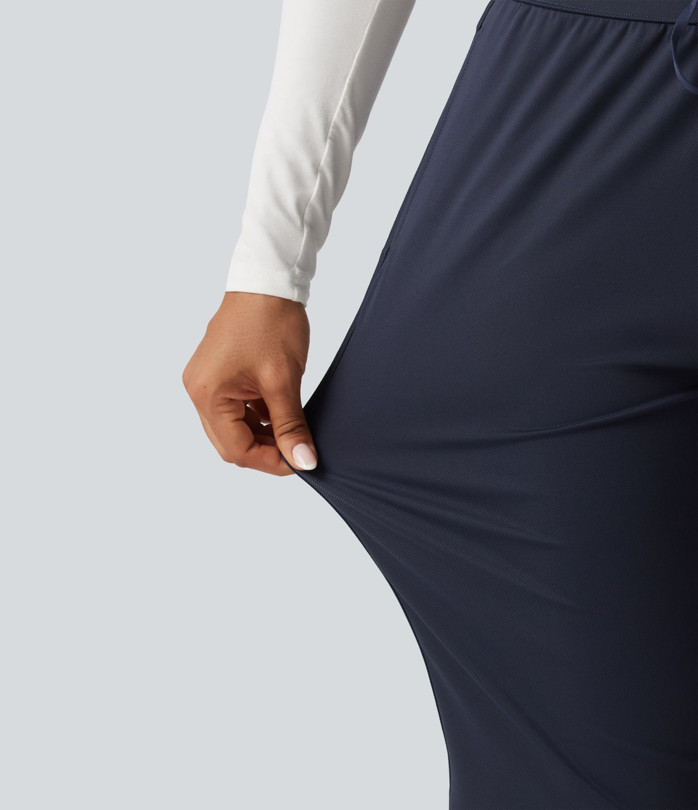 Mid Rise Drawstring Curved Hem Pedal Pusher Quick Dry Golf Pants with Pockets-UPF40+ Mid Rise Drawstring Curved Hem Pedal Pusher Quick Dry Golf Pants with Pockets-UPF40+