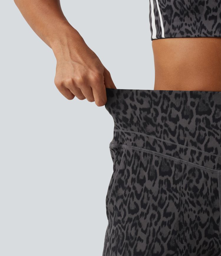 Halara UltraSculpt™ - Yoga-Jogginghose mit hohem Bund, Seitentaschen, Bauchkontrolle und Leopardenmuster