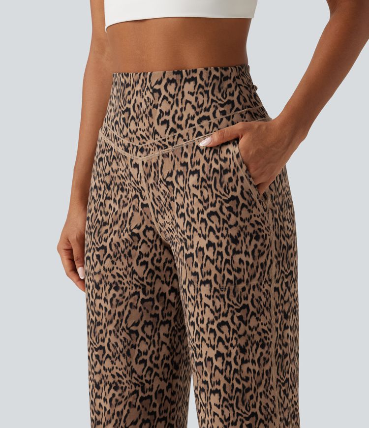 Jogging de yoga Halara UltraSculpt™ taille haute gainant imprimé léopard avec poches