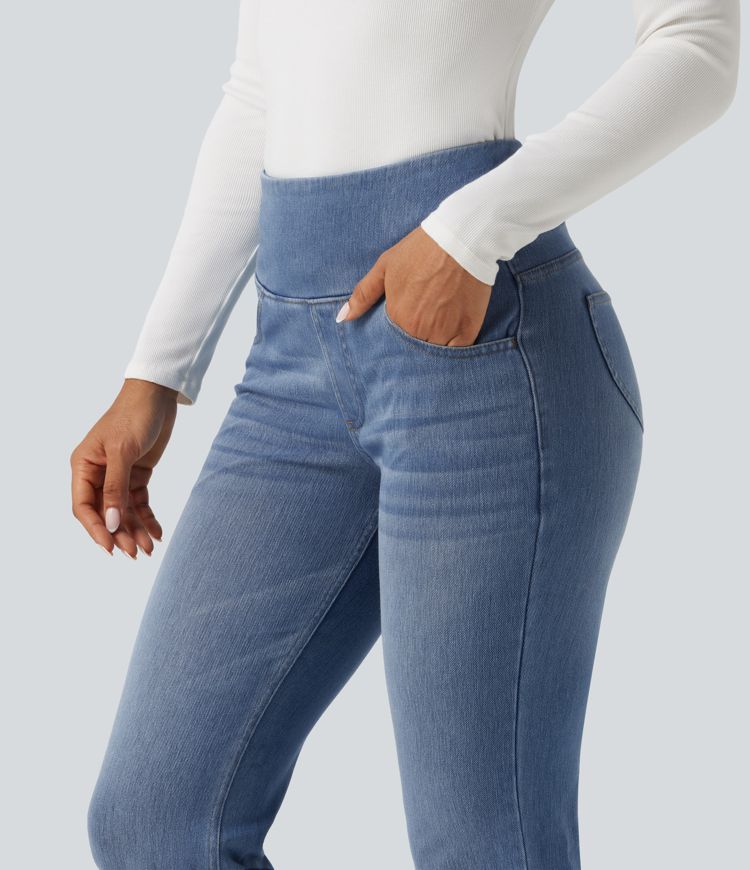 Halara Flex™ High Waisted Tummy Control Bootcut Casual Jeans with Pockets Halara Flex™ High Waisted Tummy Control Bootcut Casual Jeans with Pockets