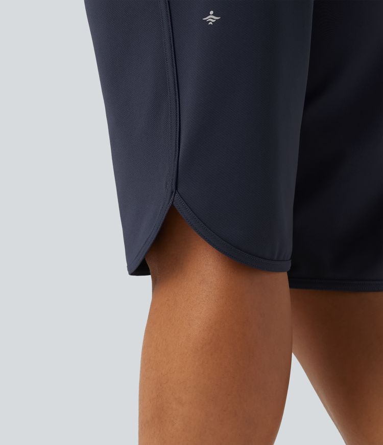 Mid Rise Drawstring Curved Hem Pedal Pusher Quick Dry Golf Pants with Pockets-UPF40+ Mid Rise Drawstring Curved Hem Pedal Pusher Quick Dry Golf Pants with Pockets-UPF40+