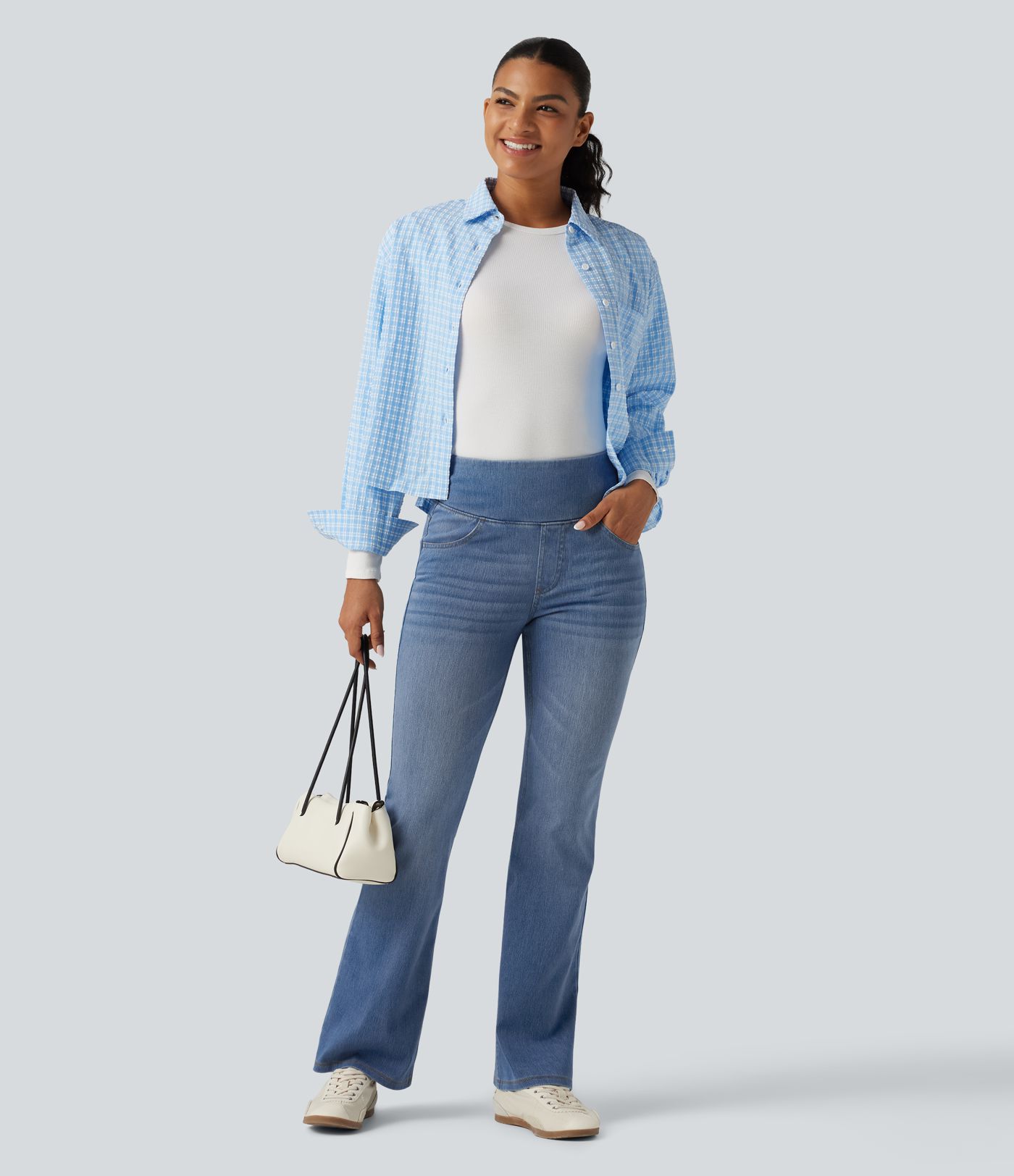 Halara Flex™ High Waisted Tummy Control Bootcut Casual Jeans with Pockets Halara Flex™ High Waisted Tummy Control Bootcut Casual Jeans with Pockets