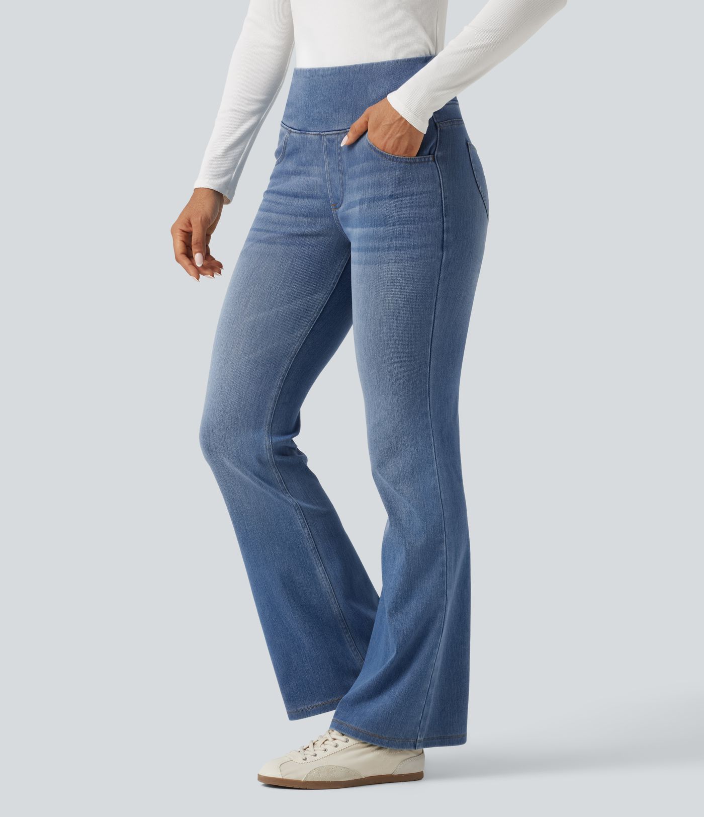 Halara Flex™ High Waisted Tummy Control Bootcut Casual Jeans with Pockets Halara Flex™ High Waisted Tummy Control Bootcut Casual Jeans with Pockets
