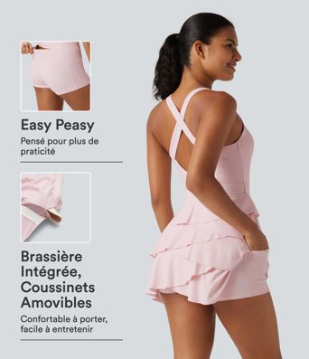 Robe-short de tennis SoftlyZero™ Airy effet frais InstantCool mini à volants superposés avec coussinets amovibles et poches, accès facile Easy Peasy Robe-short de tennis SoftlyZero™ Airy effet frais InstantCool mini à volants superposés avec coussinets amovibles et poches, accès facile Easy Peasy