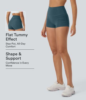 SoftlyZero™ QuickDry High Waisted Tummy Control Ruched Running Biker Shorts 2.5'' SoftlyZero™ QuickDry High Waisted Tummy Control Ruched Running Biker Shorts 2.5''