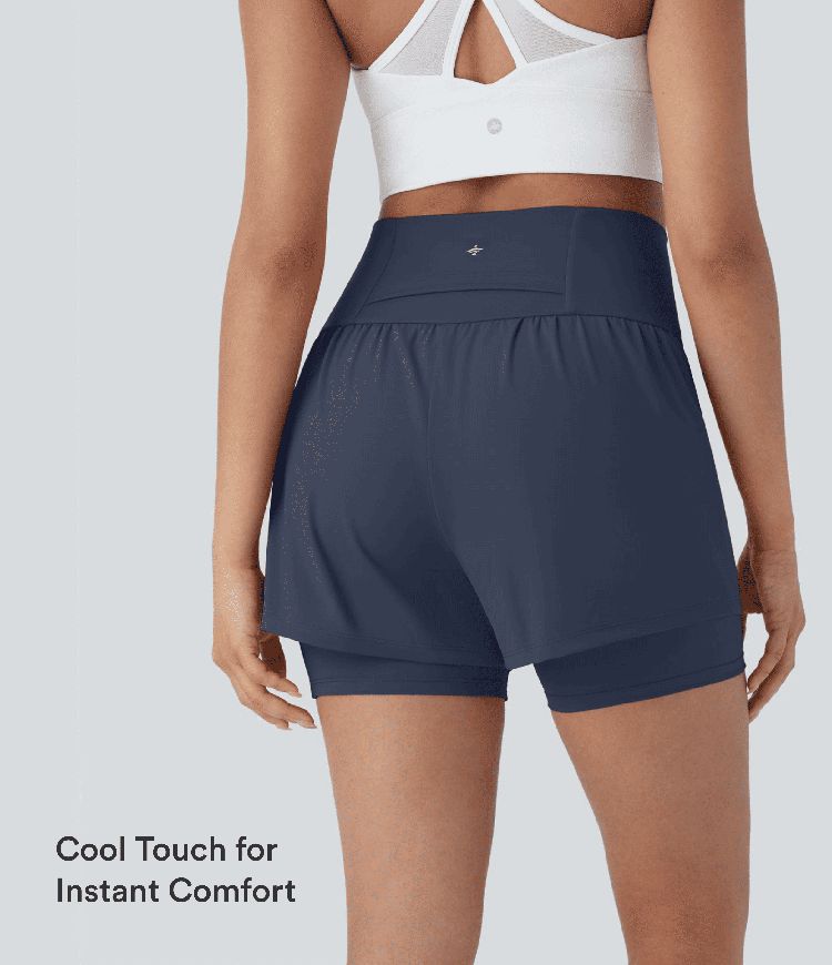 SoftlyZero™ Airy Super High Waisted 2-in-1 InstantCool Yoga Shorts 5'' with Pockets