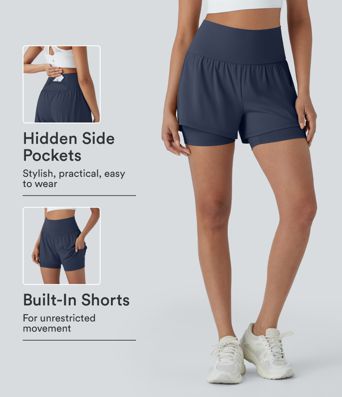 SoftlyZero™ Airy Super High Waisted 2-in-1 InstantCool Yoga Shorts 5'' with Pockets SoftlyZero™ Airy Super High Waisted 2-in-1 InstantCool Yoga Shorts 5'' with Pockets